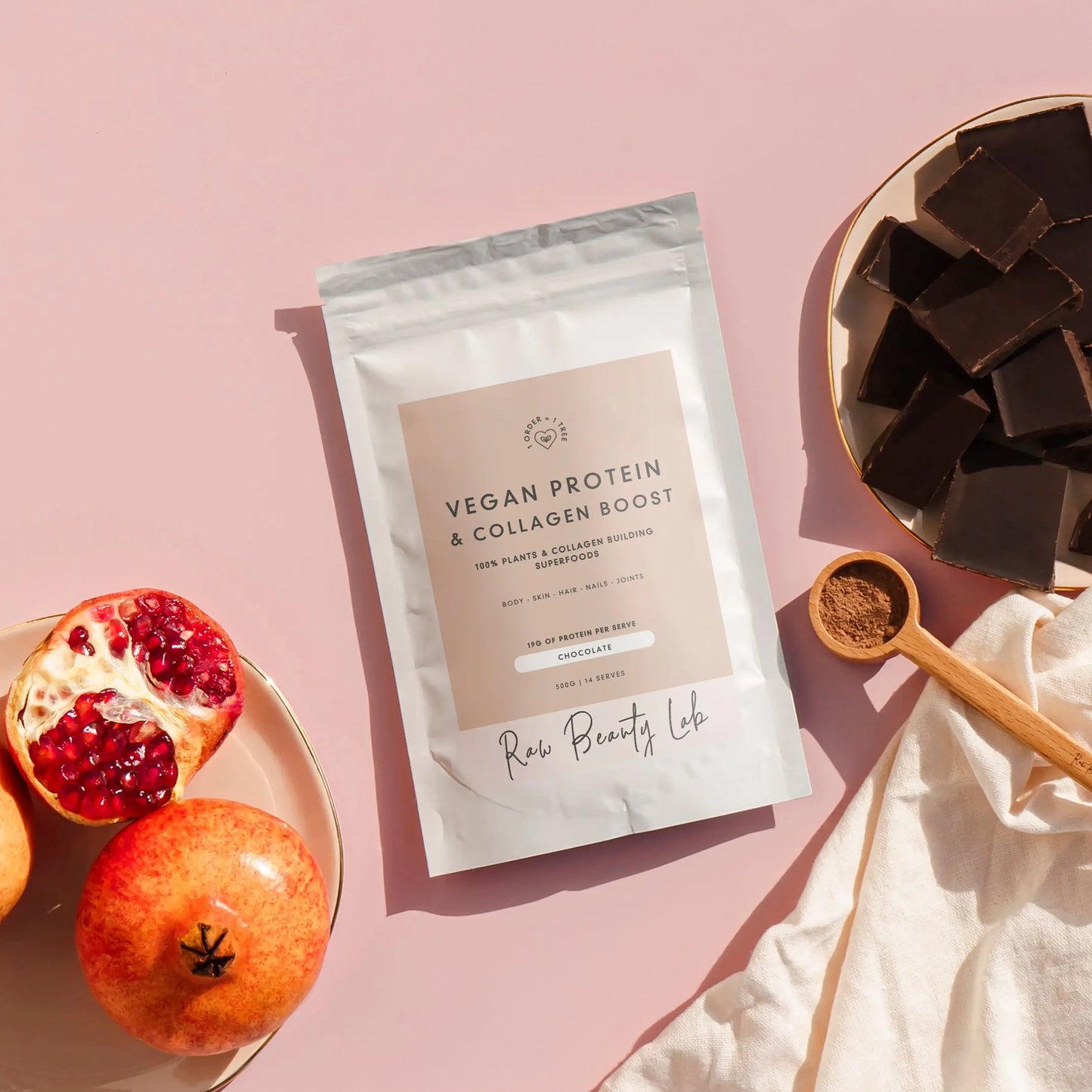 Vegan Protein and Collagen Builder powder with apple and toffee – nourishing support for muscle and skin