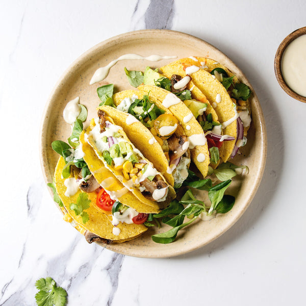 Vegan Jackfruit Tacos on a platter 