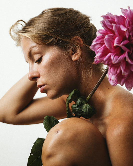 A woman with a flower in her hair