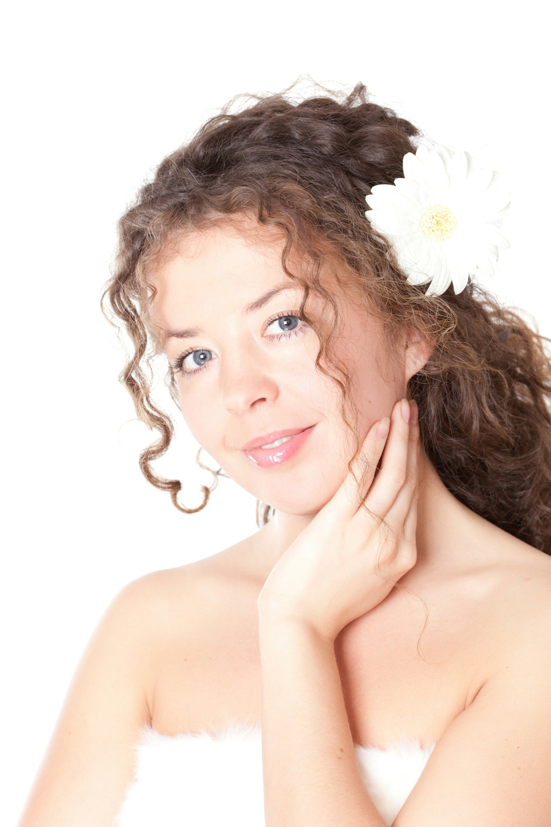 A woman with a flower in her hair