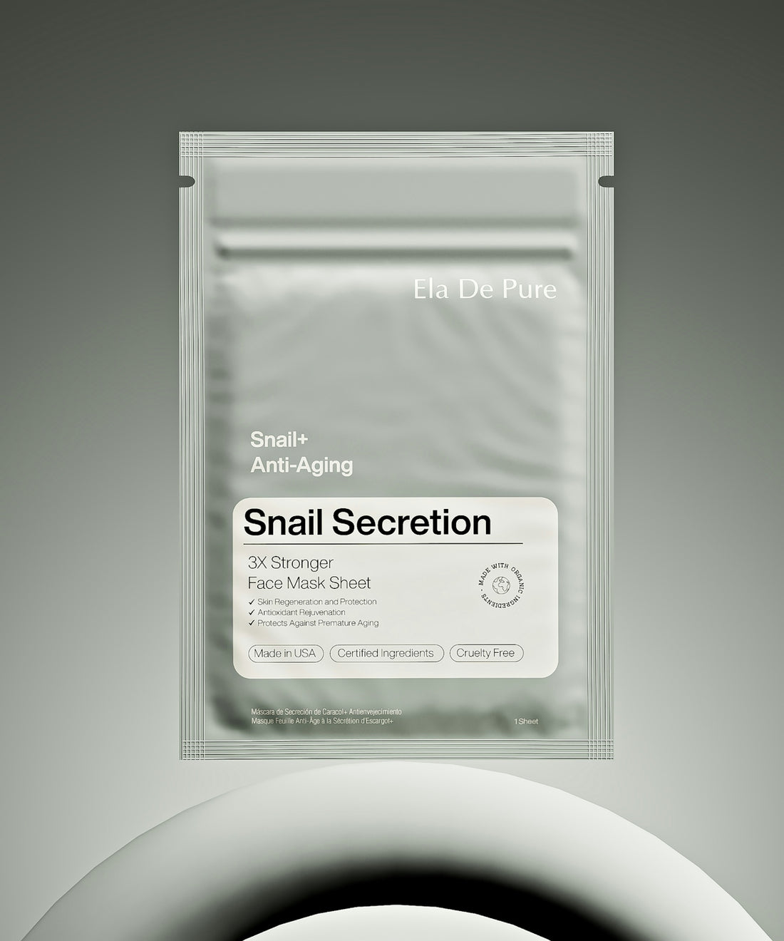 A face mask sheet package with snail secretion.
