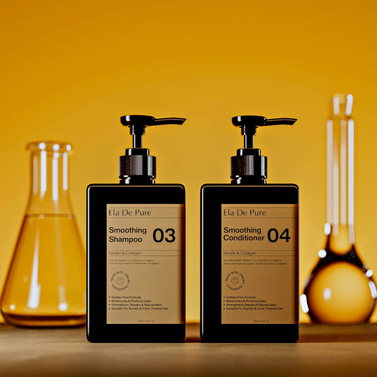 Two bottles of shampoo and conditioner.