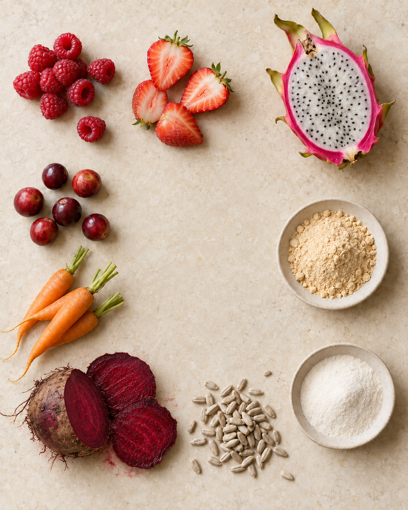 Whole fruits and botanicals used in Vegan Collagen Booster