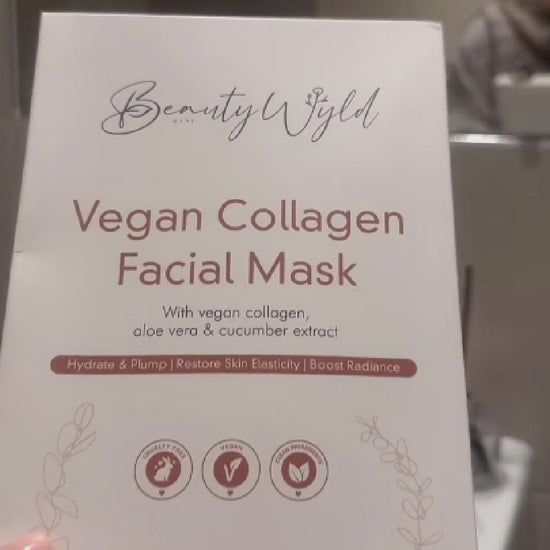 Video showing a woman using a vegan collagen face mask by Raw Beauty Lab