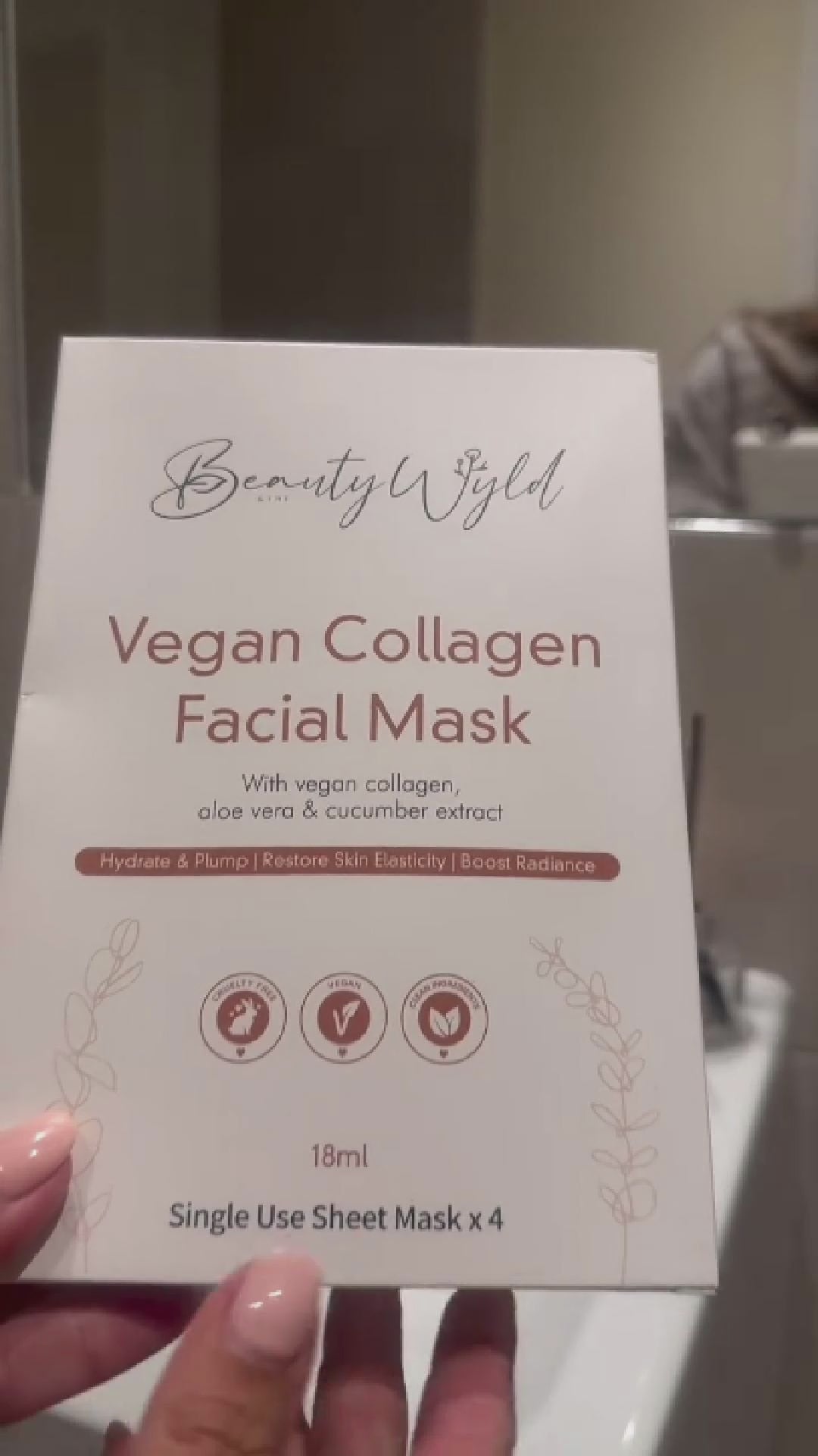 Video showing a woman using a vegan collagen face mask by Raw Beauty Lab