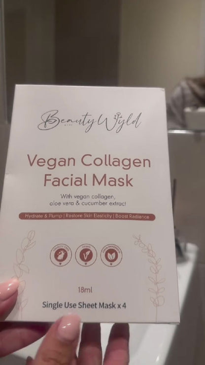 Video showing a woman using a vegan collagen face mask by Raw Beauty Lab