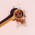 Reusable bamboo scoop for pink powder collagen supplement