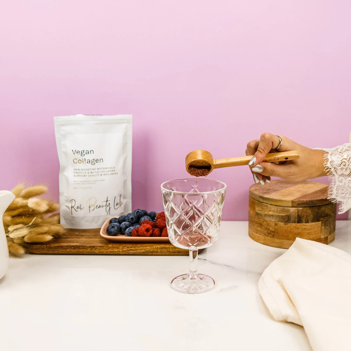 Adding Vegan Collagn Supplement Powder to drink